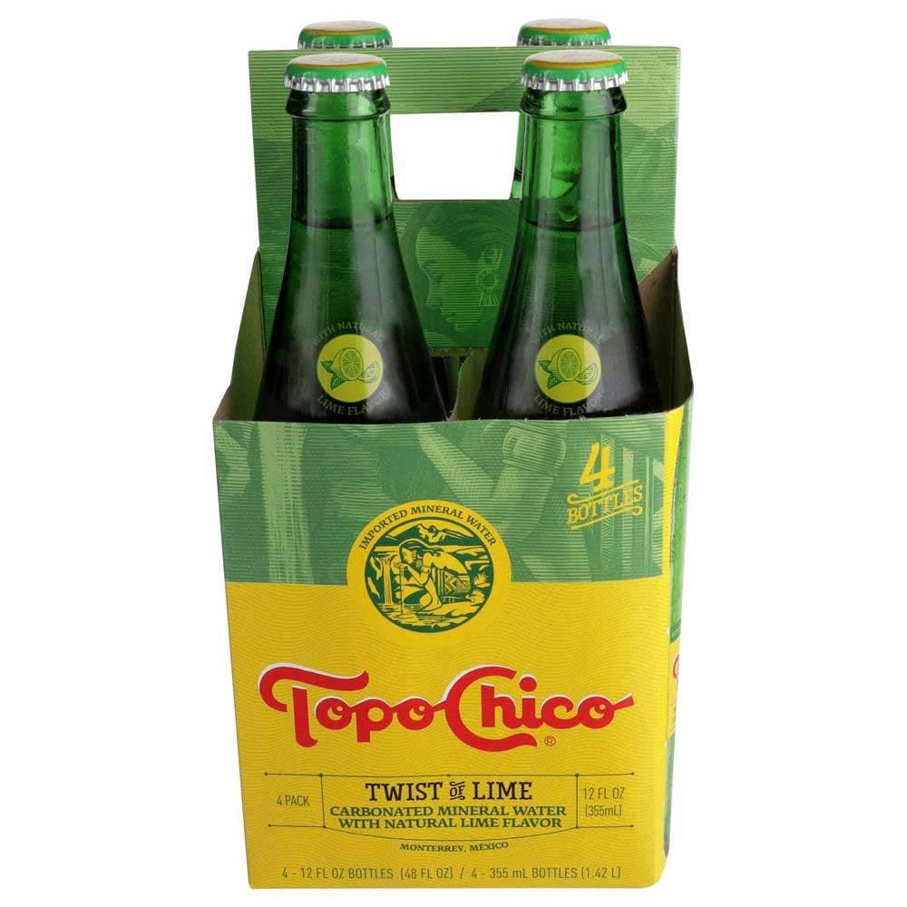 Topo Chico Twist Of Lime Sparkling Mineral Water, 12 Fluid Ounce - 4 Count Per Pack -- 6 Packs Per Case.