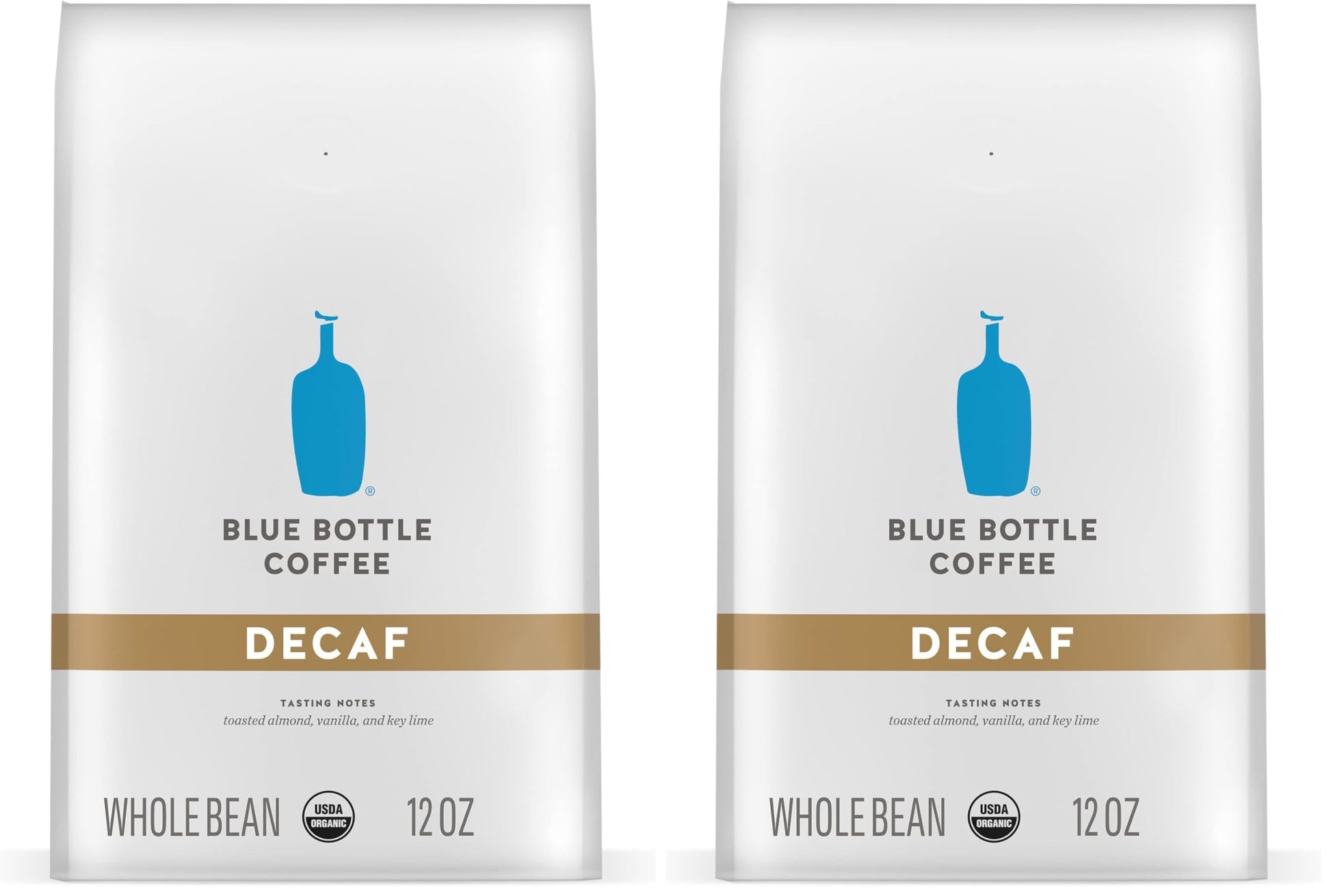 Blue Bottle Whole Bean Organic Coffee, Decaf, Medium Roast, 12 Ounce bag (Pack of 2)