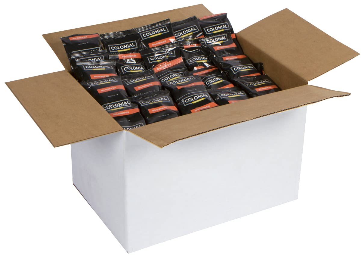 Colonial Coffee 100 Count Single Pot Coffee Packets - 100% Arabica Decaf Colombian Medium Roast | Pre-Measured Frac Packs for 12 Cup Maker | Bulk Ground Gourmet Coffee for Home & Office