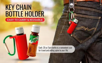 Portable 0.35Oz Taj  N Seasoning Bottle | On-The-Go Chili-Lime Flavor Enhancer Silicone Keychain Holder With Carabiner | Mini Tr