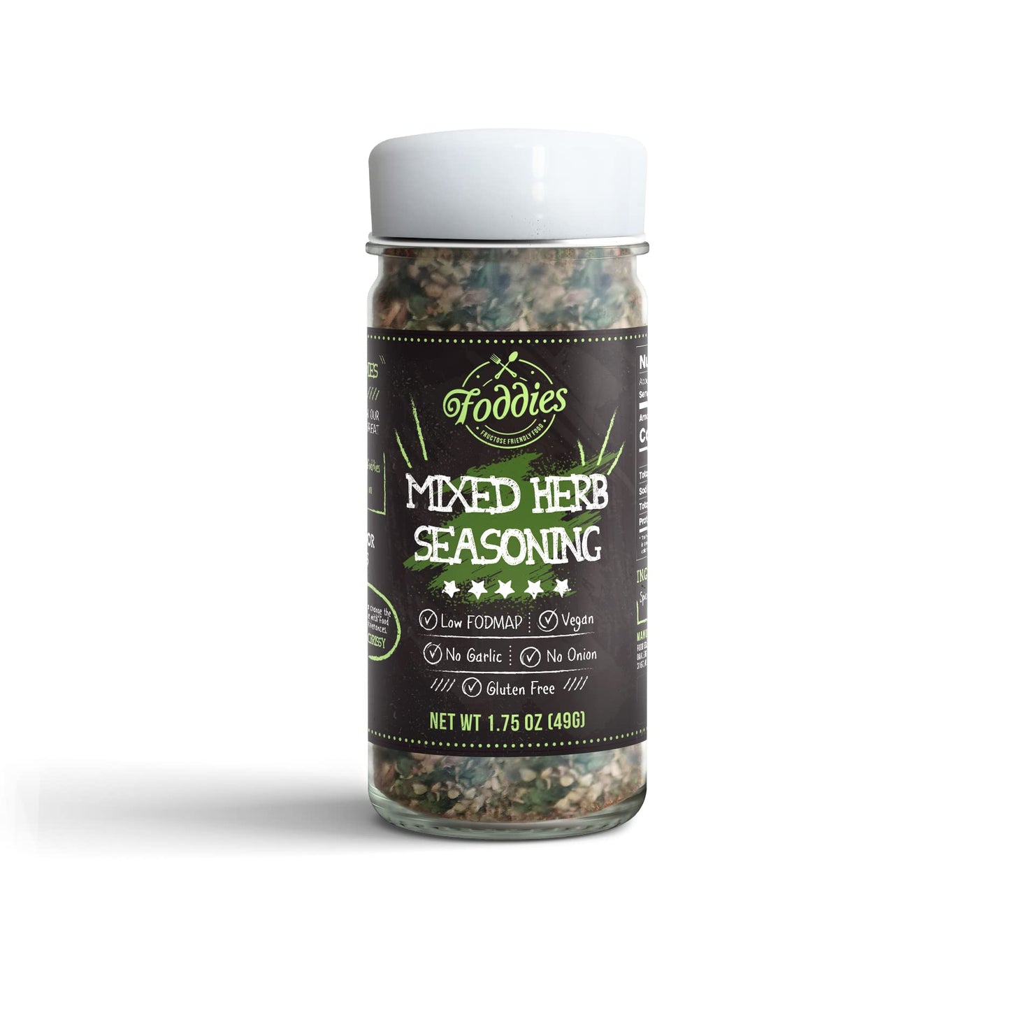 Foddies Mixed Herb Seasoning, Low Fodmap, Gluten Free, No Onion No Garlic, Vegan, Plant Based, Ibs Friendly