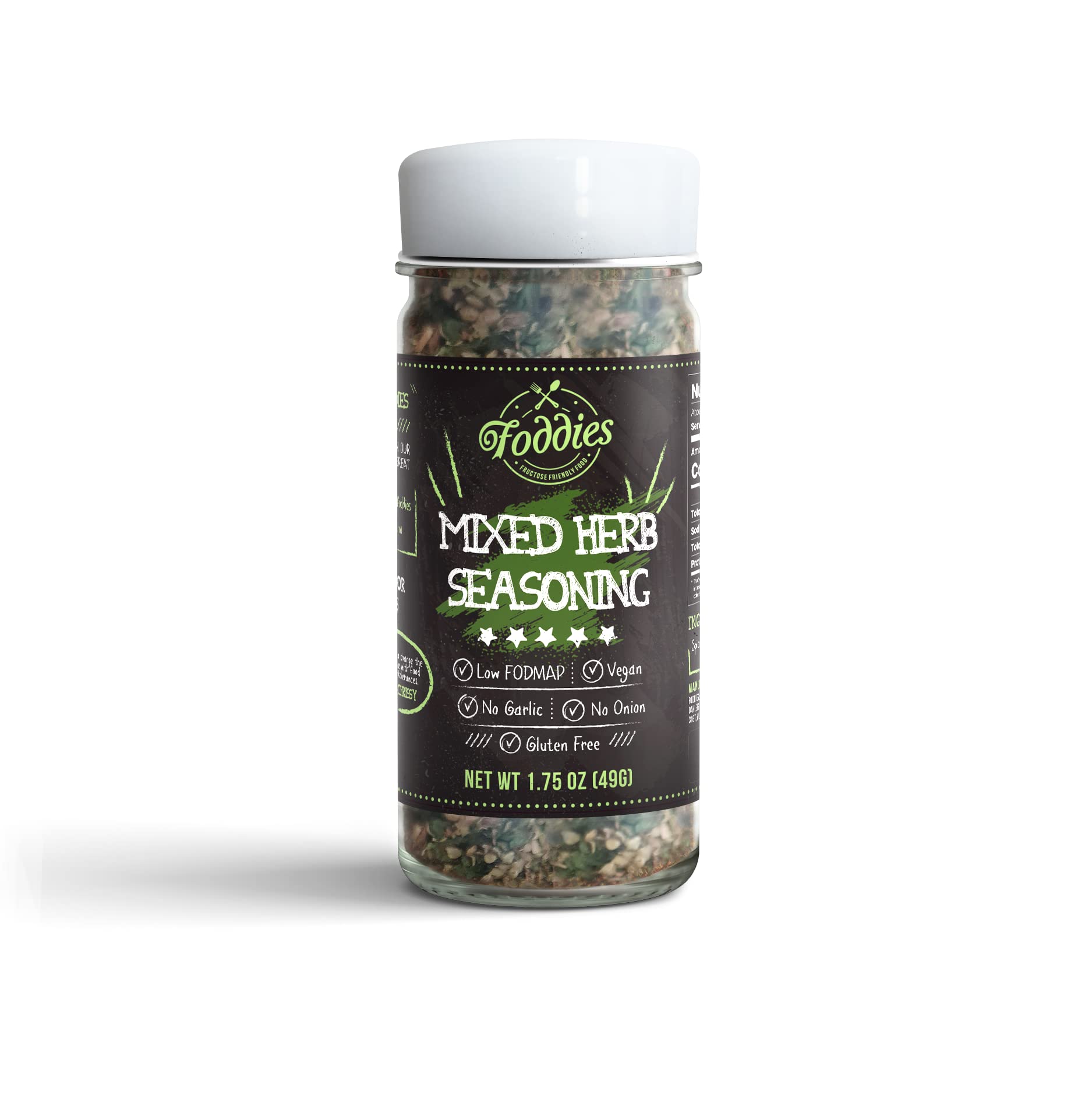 Foddies Mixed Herb Seasoning, Low Fodmap, Gluten Free, No Onion No Garlic, Vegan, Plant Based, Ibs Friendly
