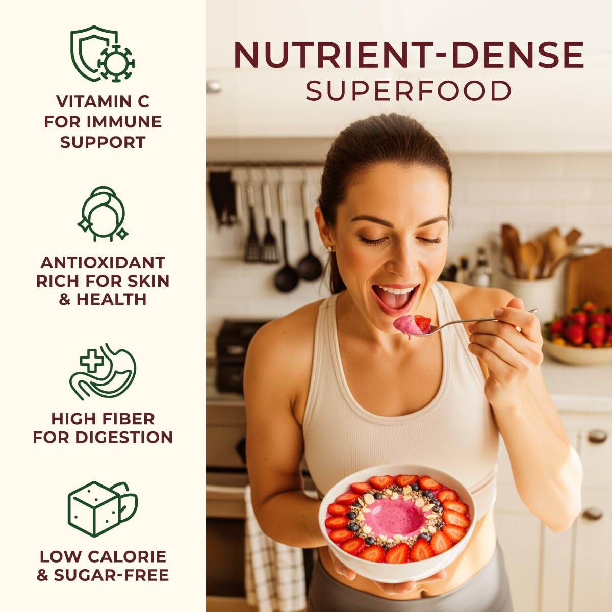 Gya Tea Co Organic Freeze Dried Strawberry Powder, No Sugar Added, 17.64 oz, Non GMO, Gluten Free, Vegan Friendly