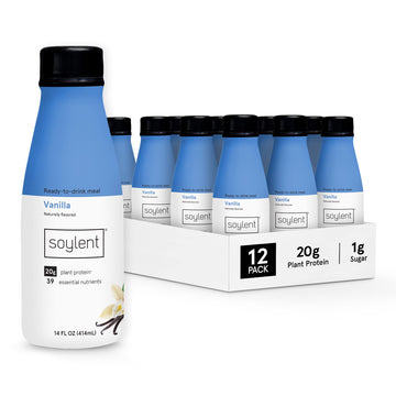 Soylent Vanilla Meal Replacement Shake, Ready-To-Drink Plant Based Protein Drink, Contains 20G Complete Vegan Protein And 1G Sug