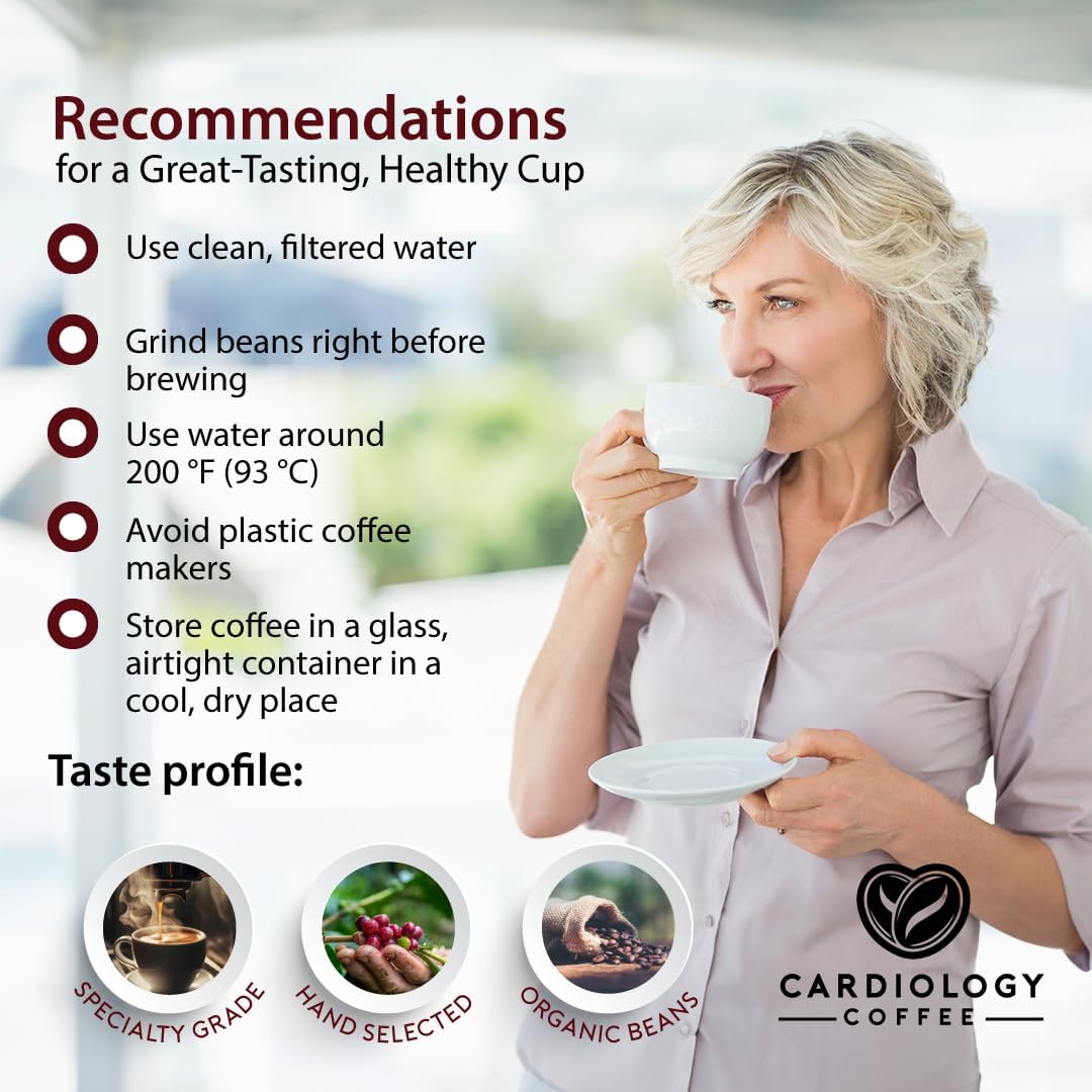 Cardiology Coffee Whole Bean Coffee, USDA Organic, Mold Free, Medium Roast, 12oz