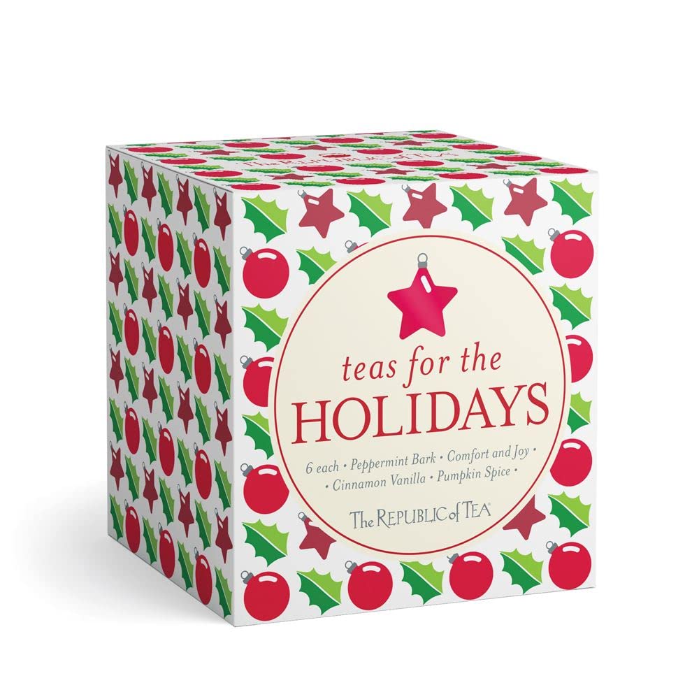 The Republic of Tea Holiday Teas Assortment, 24 Individually-Wrapped Tea Bags, Peppermint, Cinnamon, Vanilla, Pumpkin Spice