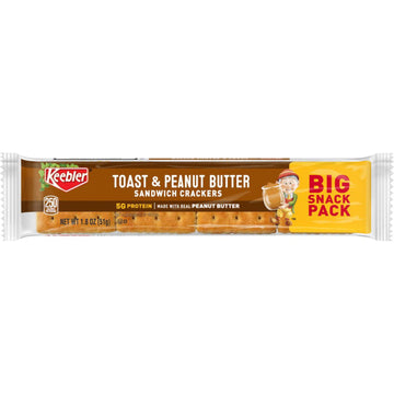 Keebler Toast & Peanut Butter Sandwich Crackers Snack Pack, 1.8 Oz (12-Pack)