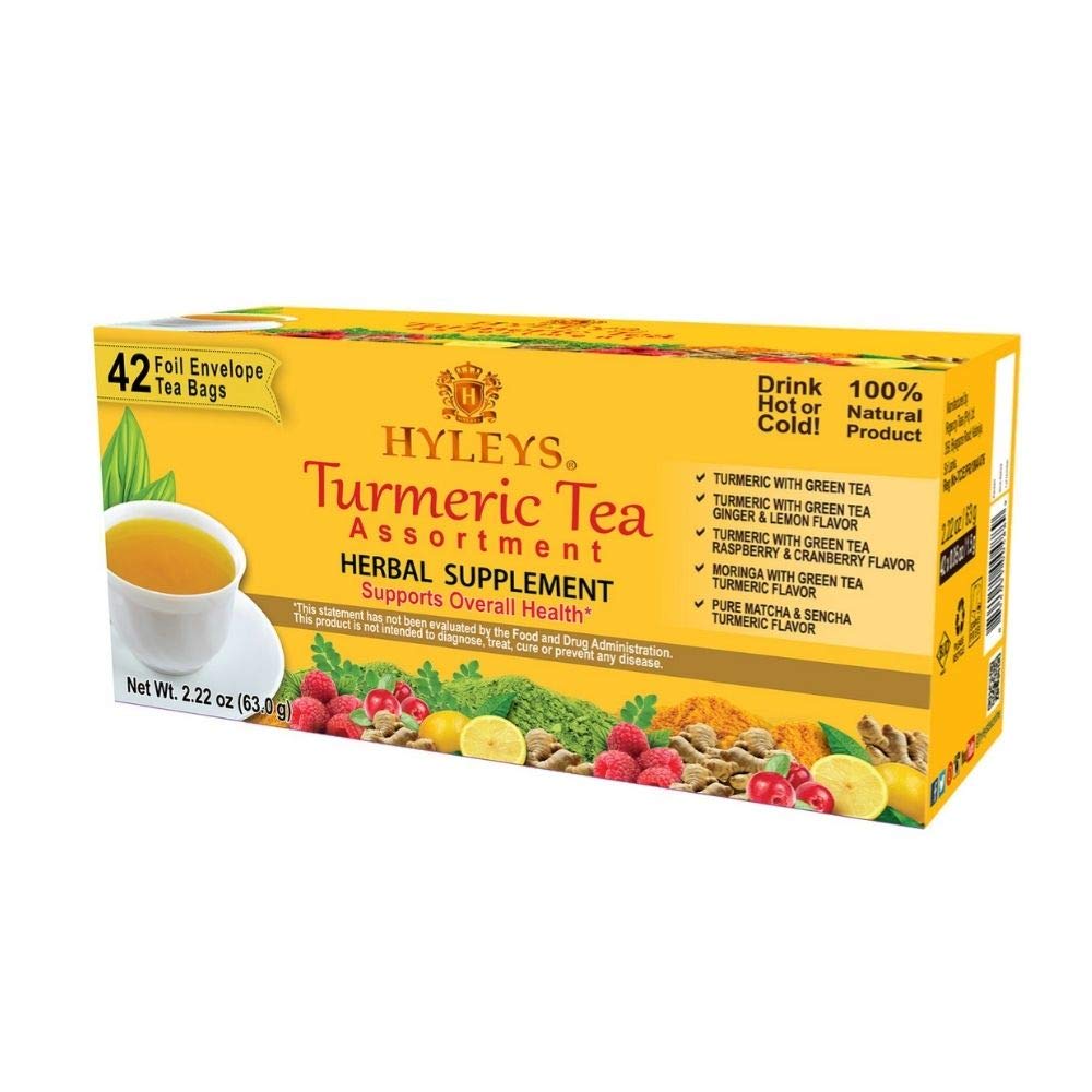 Hyleys Turmeric With Green Tea Assorted Flavors - 42 Tea Bags