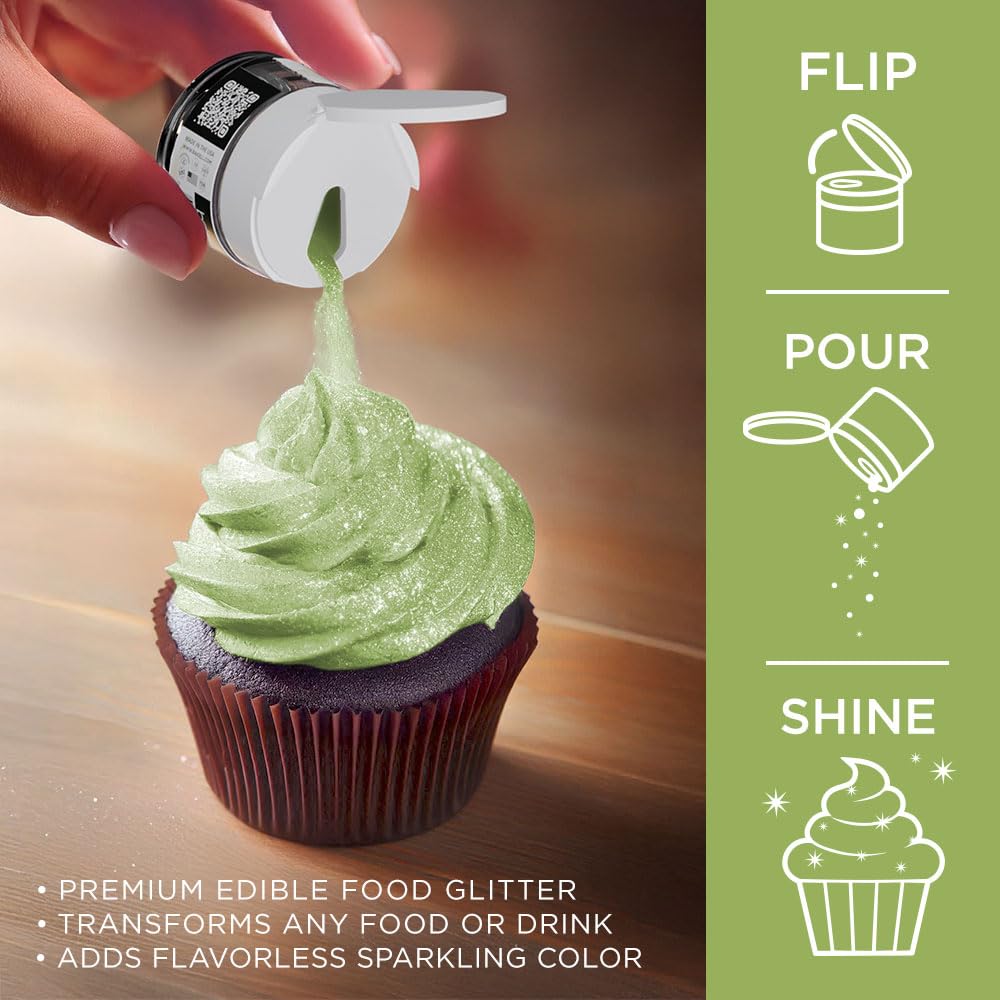 Bakell - Leaf Green Tinker Dust (5G, 1X Jar) Edible Glitter For Food, Desserts, And Beverages!