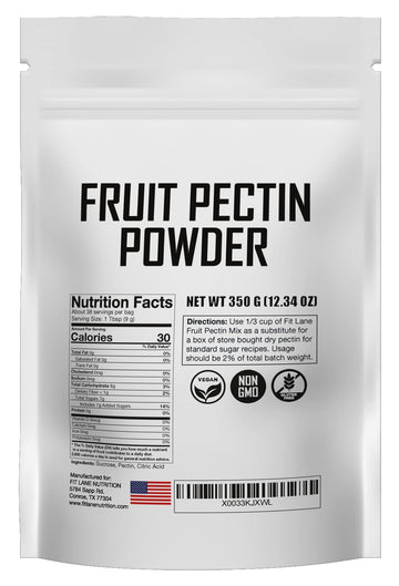 Fruit Pectin Powder For Jams And Jellies. Natural, Vegan And Non-Gmo. Premium Bulk Powder. 350 Grams (12.35 Oz) Value Size Bag.