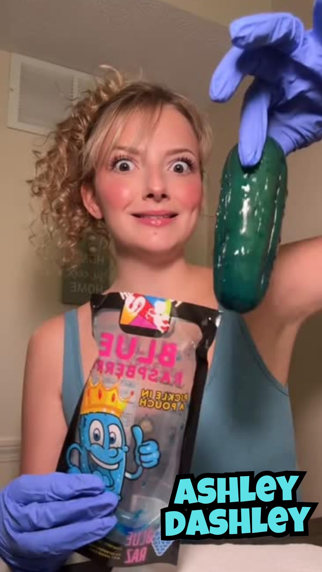 Blue Raspberry Pickle Kit-W/Cotton Candy Crunch-Candy Gift Pouch-(13 Pcs) Birthday Gifts For Kids-Tiktok Trend Items By Food Crush (Blue Raz Pickle Kit)