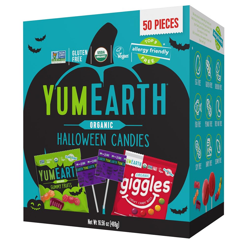 Yumearth Organic Halloween Variety Box - Allergy Friendly (Top 9 Free), No Artificial Dyes Or Flavors, Non Gmo, Gluten Free, Veg