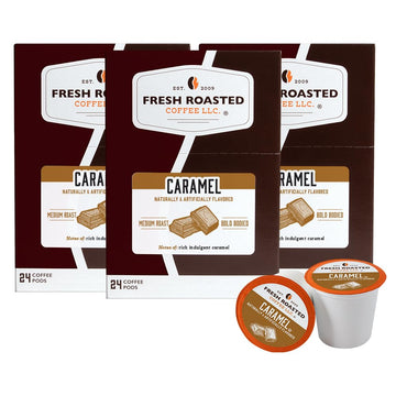 Fresh Roasted Coffee, Caramel, Flavored Coffee Pods, 72 Count