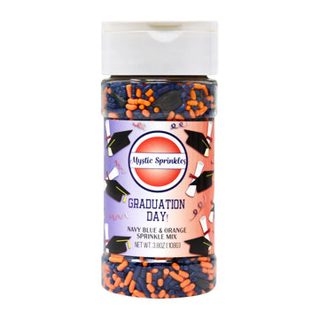 Mystic Sprinkles Graduation Day Sprinkles Mixes (Graduation Day! Navy Blue & Orange Sprinkle Mix 3.8Oz)