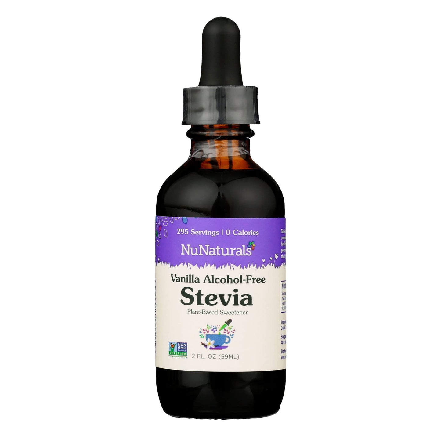 NuNaturals Liquid Stevia Sugar-Free Sweetener, Vanilla Flavor, 2 Fl Oz, Alcohol-Free, Plant-Based Sugar Substitute