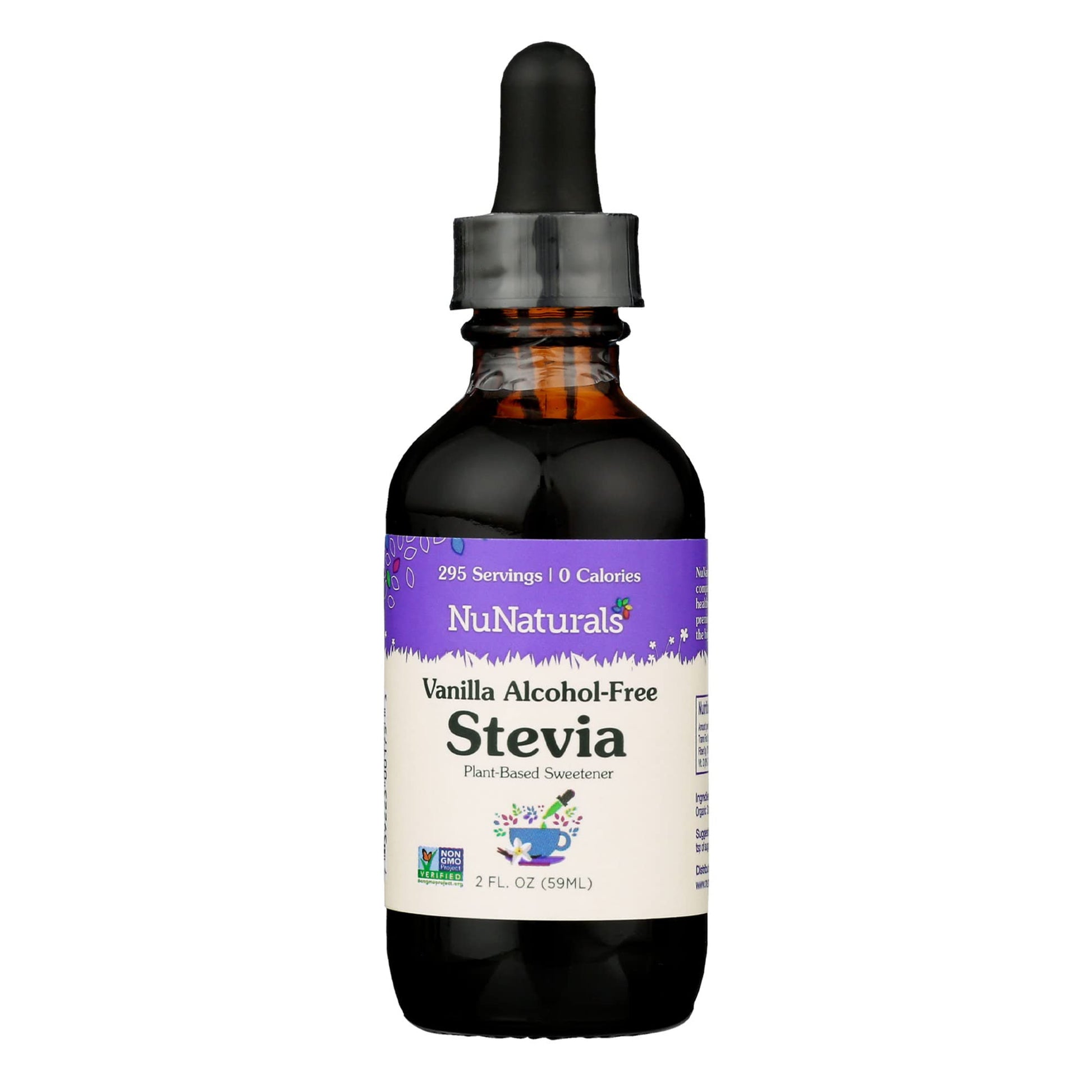 NuNaturals Liquid Stevia Sugar-Free Sweetener, Vanilla Flavor, 2 Fl Oz, Alcohol-Free, Plant-Based Sugar Substitute