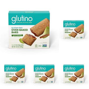Glutino Gluten Free Oven Baked Bar, Apple Cinnamon, Naturally Flavored, 5 Ct (Pack Of 5)