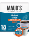 Maud's Decaf Medium Roast Coffee Pods, 18 ct, Decaffeinated Coffee in Recyclable Single Serve Pods - 100% Arabica Coffee, Compat