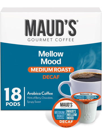 Maud's Decaf Medium Roast Coffee Pods, 18 ct, Decaffeinated Coffee in Recyclable Single Serve Pods - 100% Arabica Coffee, Compat
