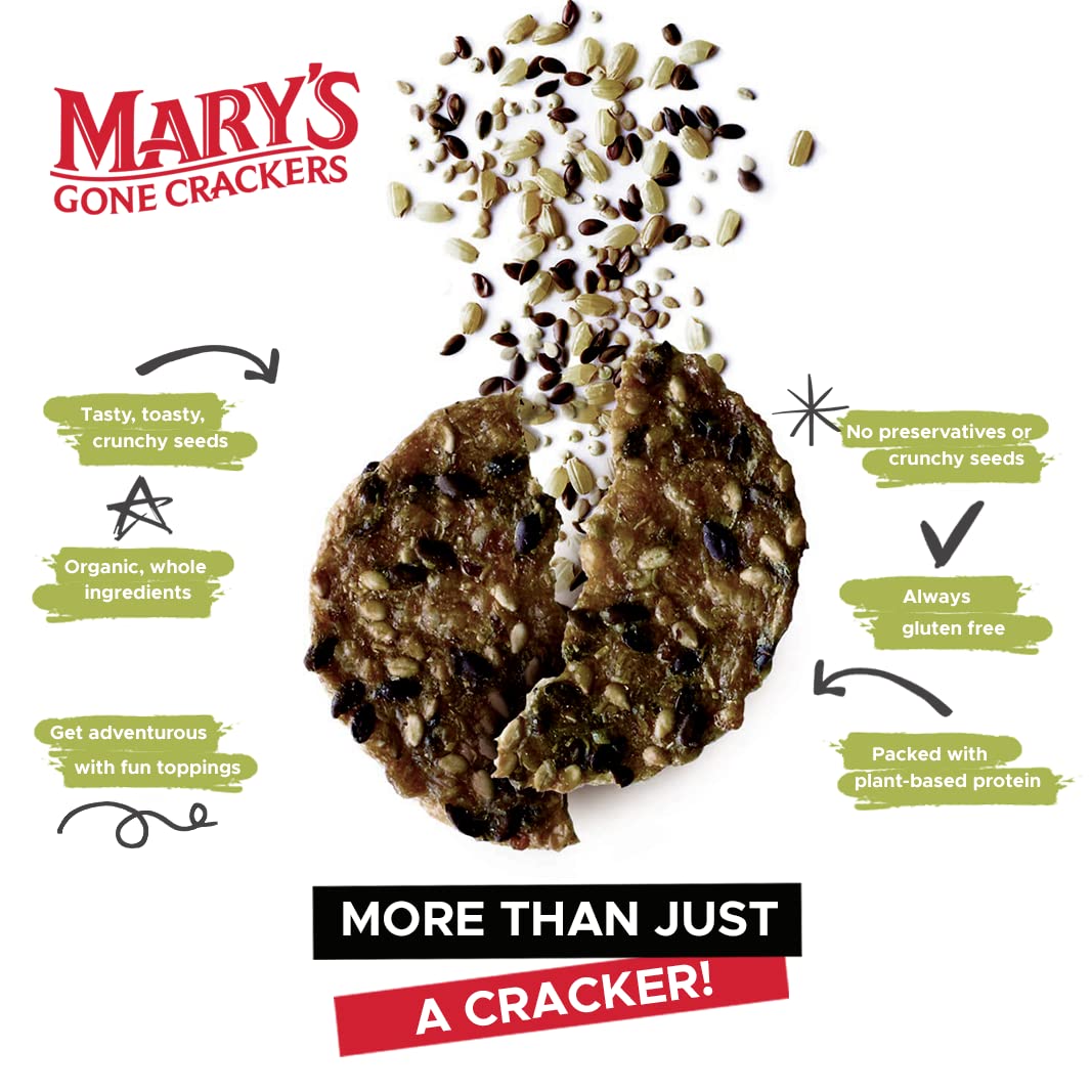 Mary'S Gone Crackers Super Seed Crackers, Seaweed & Black Sesame, 5.5 Ounce (Pack Of 1), Organic Plant Based Protein, Gluten Fre