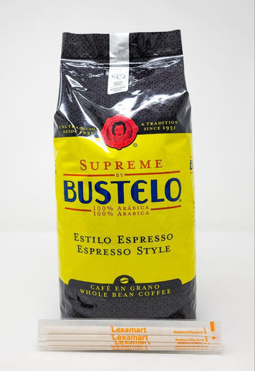 Supreme By Bustelo Whole Bean Espresso Coffee, One 32-Ounce Bags (2 Pounds) With Complimentary 5-Count, Eco-Friendly And Individ