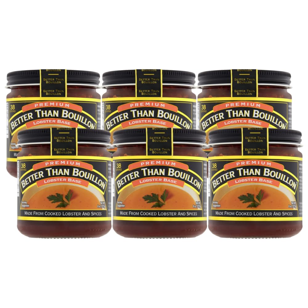Better Than Bouillon enhanced Lobster Base, Made from Select Cooked Lobster & Spices, Makes 9.5 Quarts of Broth 38 Servings, 8 Ounce (Pack of 6)