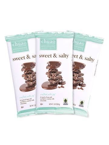 Chuao Chocolatier Sweet & Salty Gourmet Chocolate Bars |For Gift Baskets, Birthday, Thank You, Care Package| 3 Pack, 2.8 Oz Each