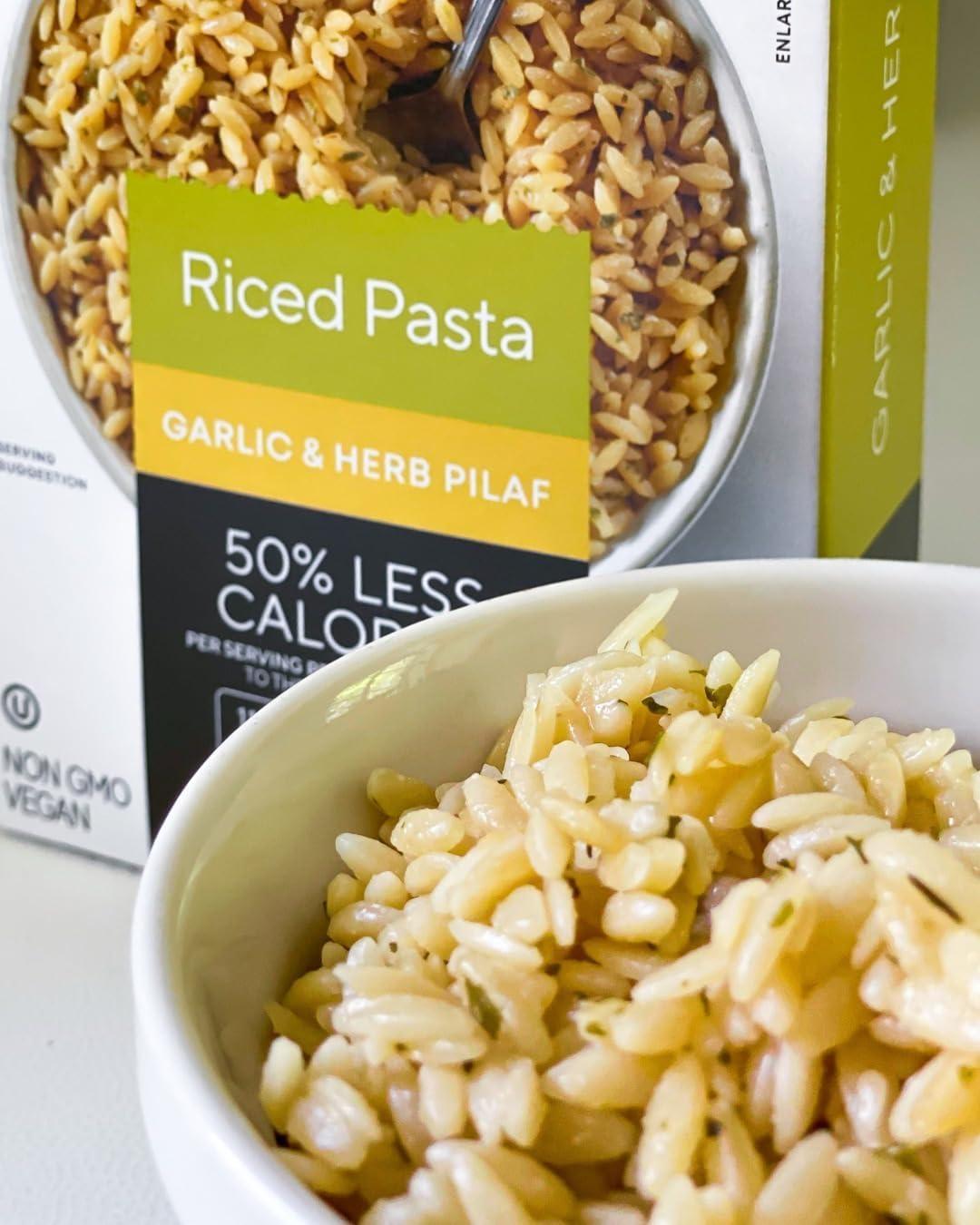 Fiber Gourmet Garlic & Herb Pilaf Riced Pasta – Fiber-Rich, Low Calorie – 5 Oz Pack of 1 – Made in Italy, Kosher, Non-GMO