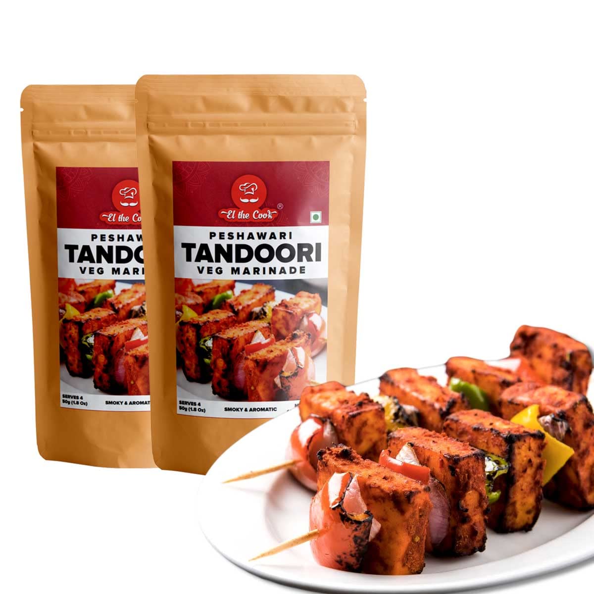 El The Cook Veg Tandoori Paste For Kebab | Ready To Cook Masala - Just Marinate & Cook Restaurant Style Tandoori Paneer Tikka, M