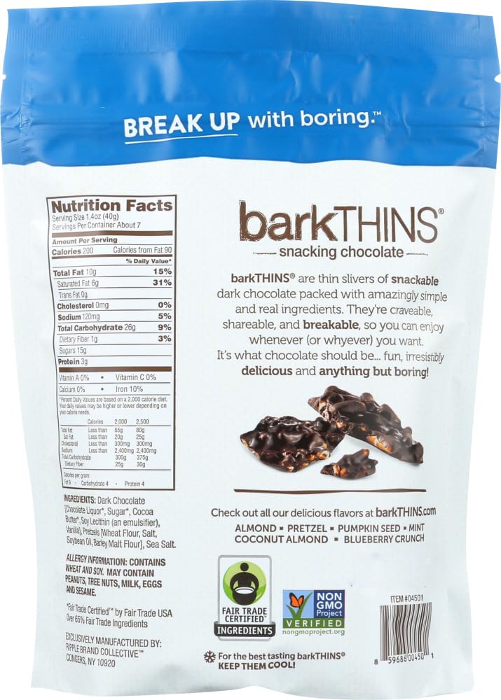 Bark Thins Snack,Dark Chocolate Pretzel 10 Oz (Pack Of 9)
