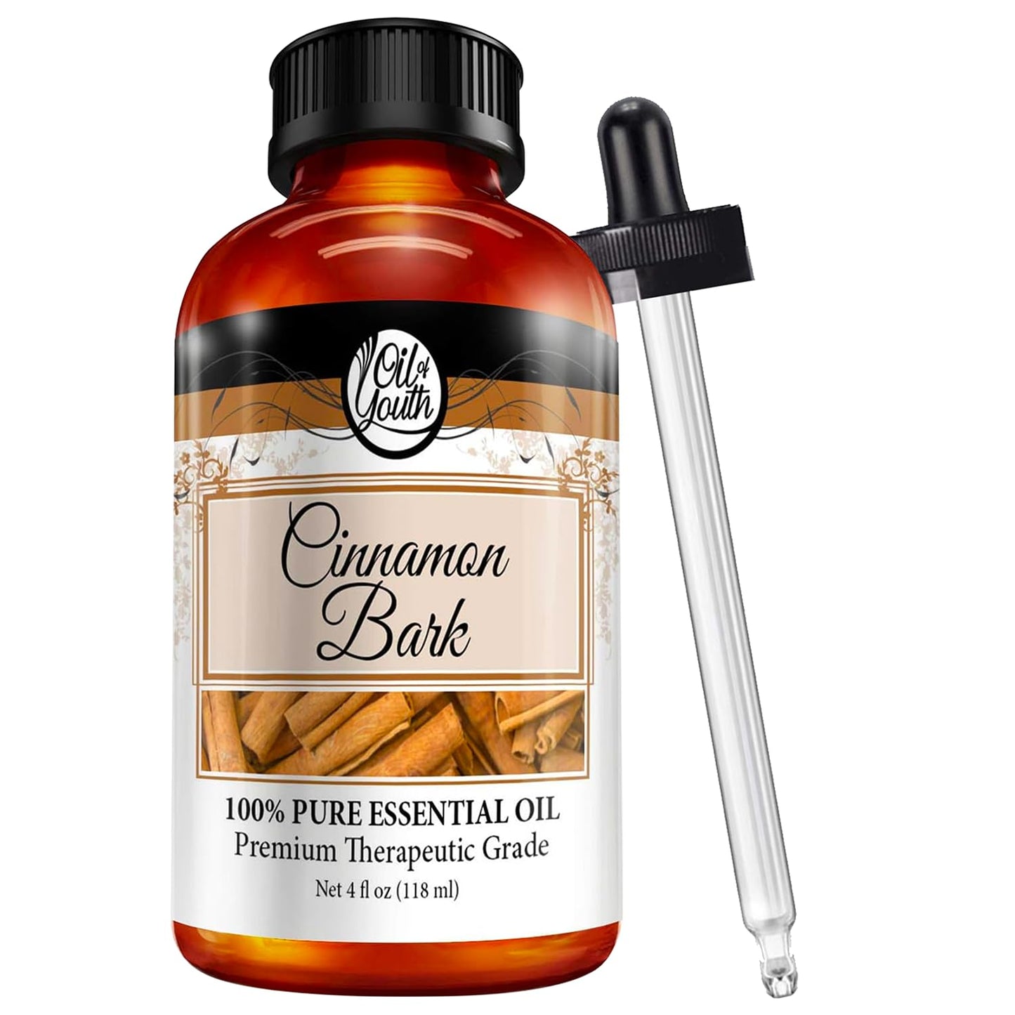 Oil Of Youth Cinnamon Bark Essential Oil - Therapeutic Grade For Aromatherapy, Diffuser, Relaxation, Massage - Dropper - 4 Fl Oz