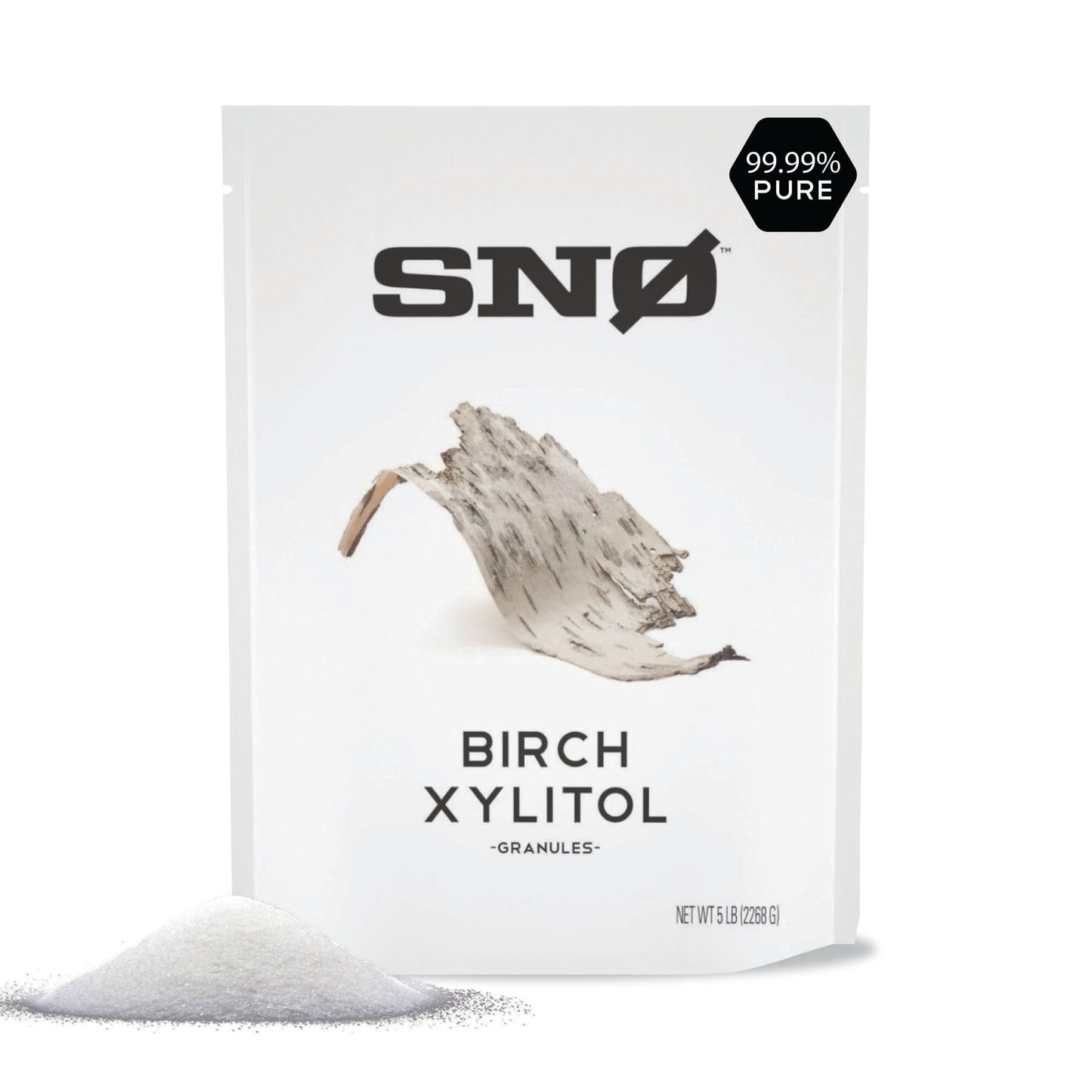 SNØ Pure Birch Xylitol Sweetener - Low Calorie, Non-GMO, Vegan - 5lb Resealable Bag