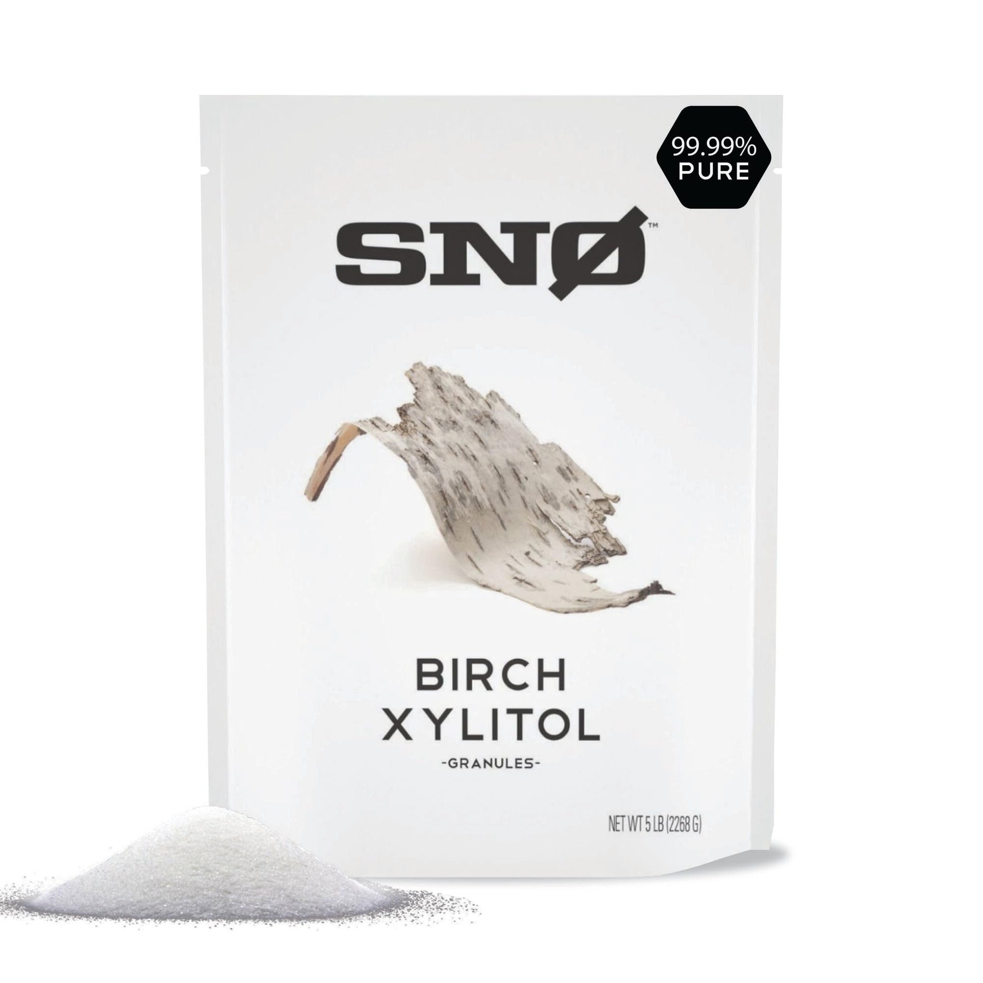 SNØ Pure Birch Xylitol Sweetener - Low Calorie, Non-GMO, Vegan - 5lb Resealable Bag