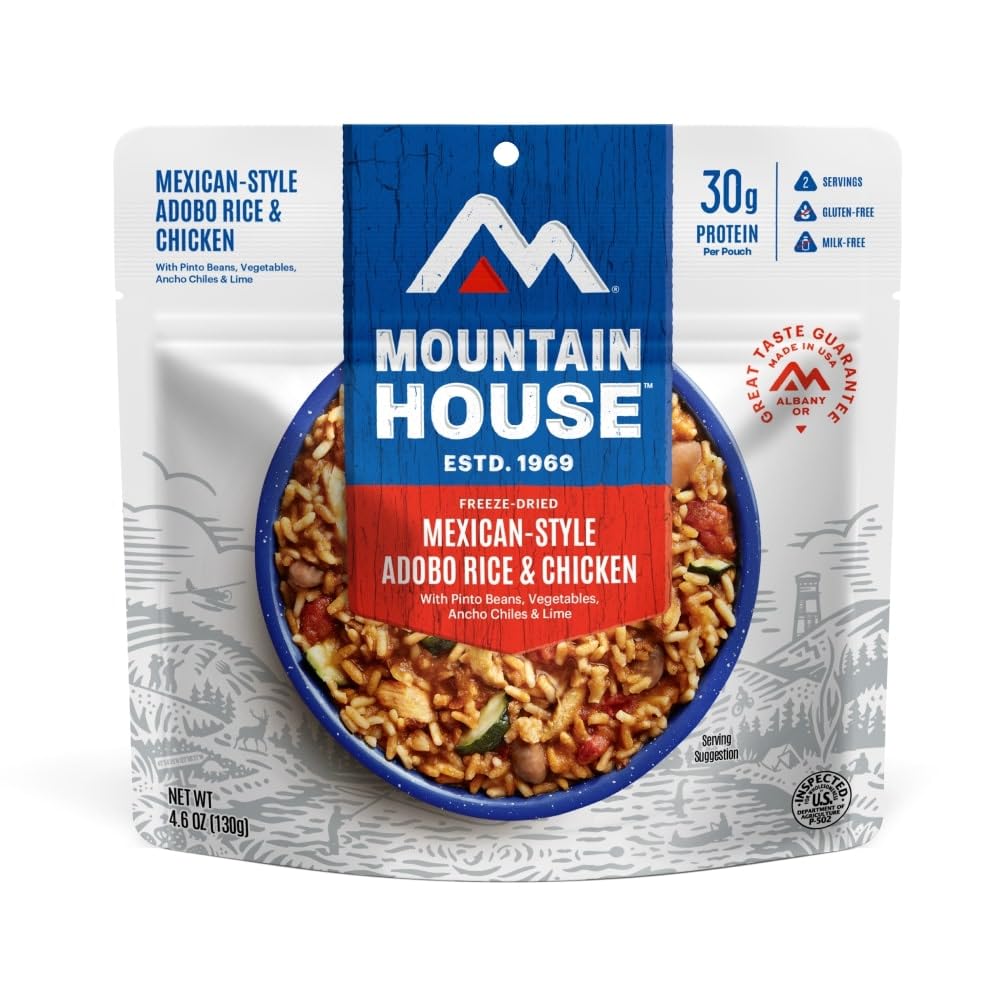Mountain House Mexican Style Adobo Rice & Chicken | Freeze Dried Backpacking & Camping Food | 2-Servings | Gluten-Free