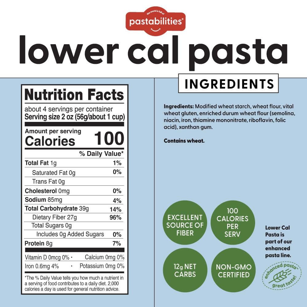 Pastabilities Ruffles Pasta Variety Pack - Low Calorie, High Fiber & High Protein Pasta - (2 Packs Each), Plant Based, Non GMO C