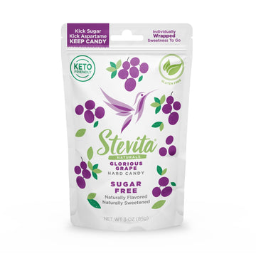 Stevita Hard Candy, Glorious Grape - 25 Individually Wrapped Pieces - Sugar & Aspartame Free - Naturally Flavored & Sweetened - 