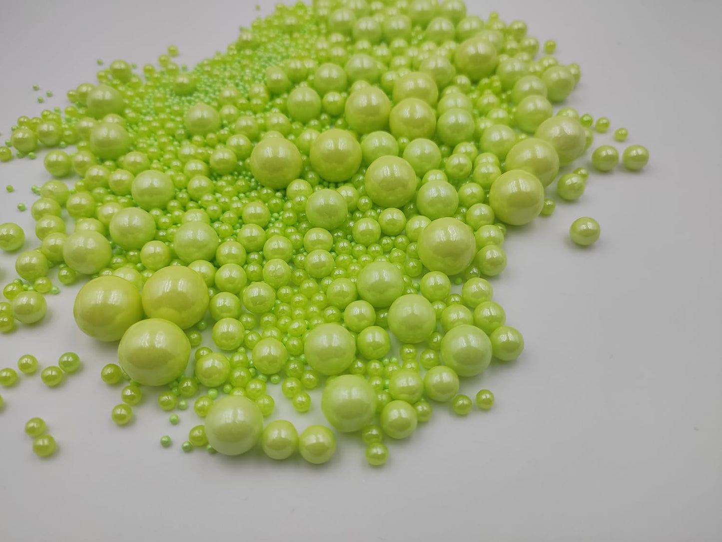 Edible Grassgreen Pearls Sugar Sprinkles 120G/4.23 Oz, Mix Size Candy Pearl For Cake Decorating And Cupcake Toppers, Cookie Deco