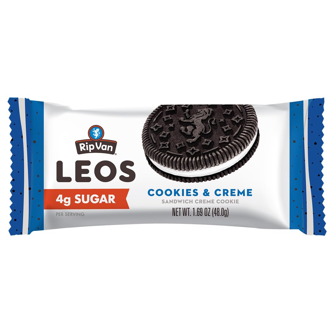 Rip Van Wafels Cookies - Low Sugar Cookies, Cookies and Cream, 1.69oz, Pack of 10