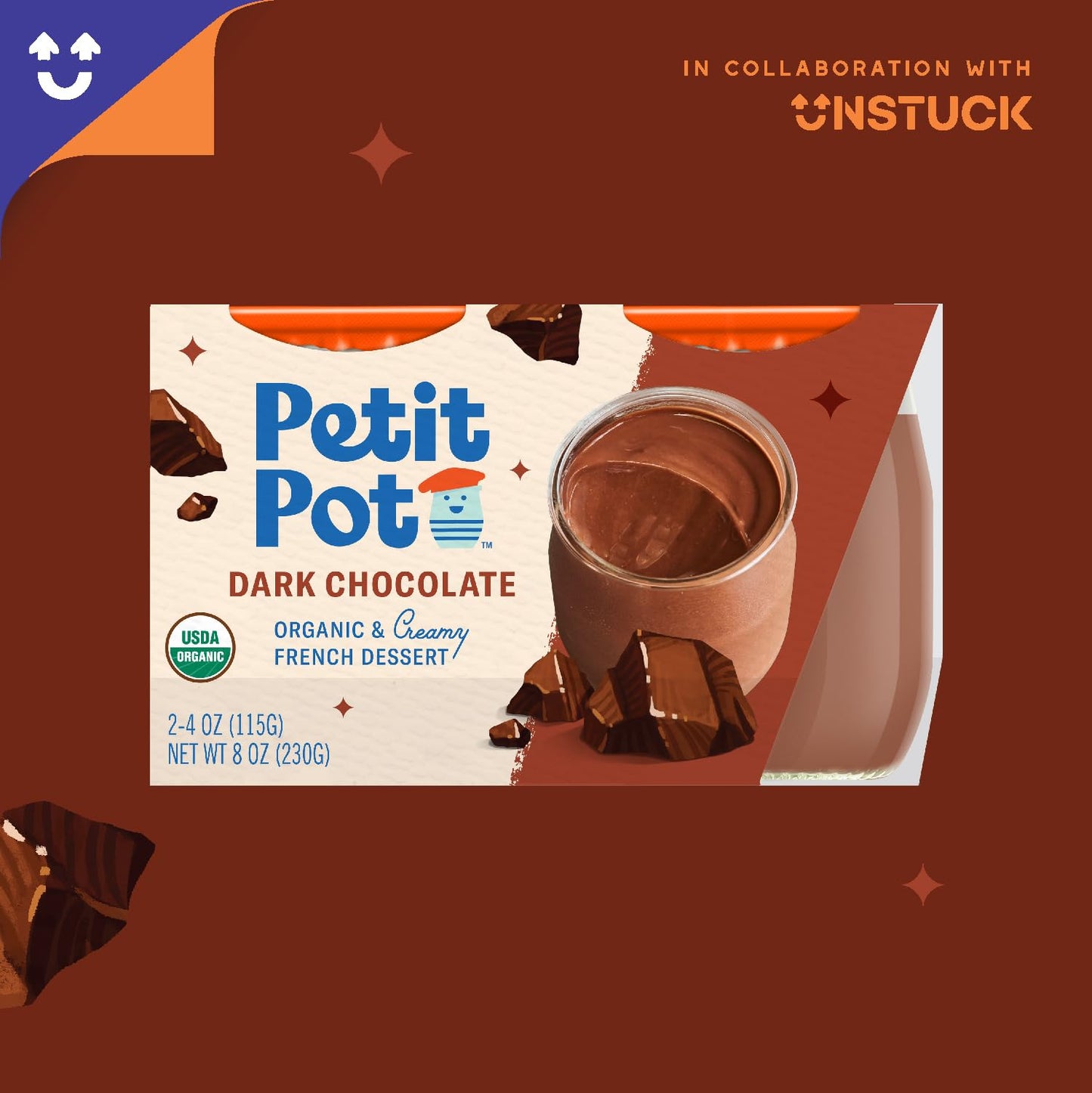 Petit Pot | Organic French Pudding | Dark Chocolate | Gluten-Free | Kosher | Ready-to-Eat | No Artificial Ingredients | No Prese