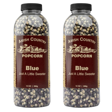 Amish Country Popcorn | 2-14 oz Bottles | Blue Popcorn Kernels | Old Fashioned, Non-GMO and Gluten Free (2-14 oz Bottles)