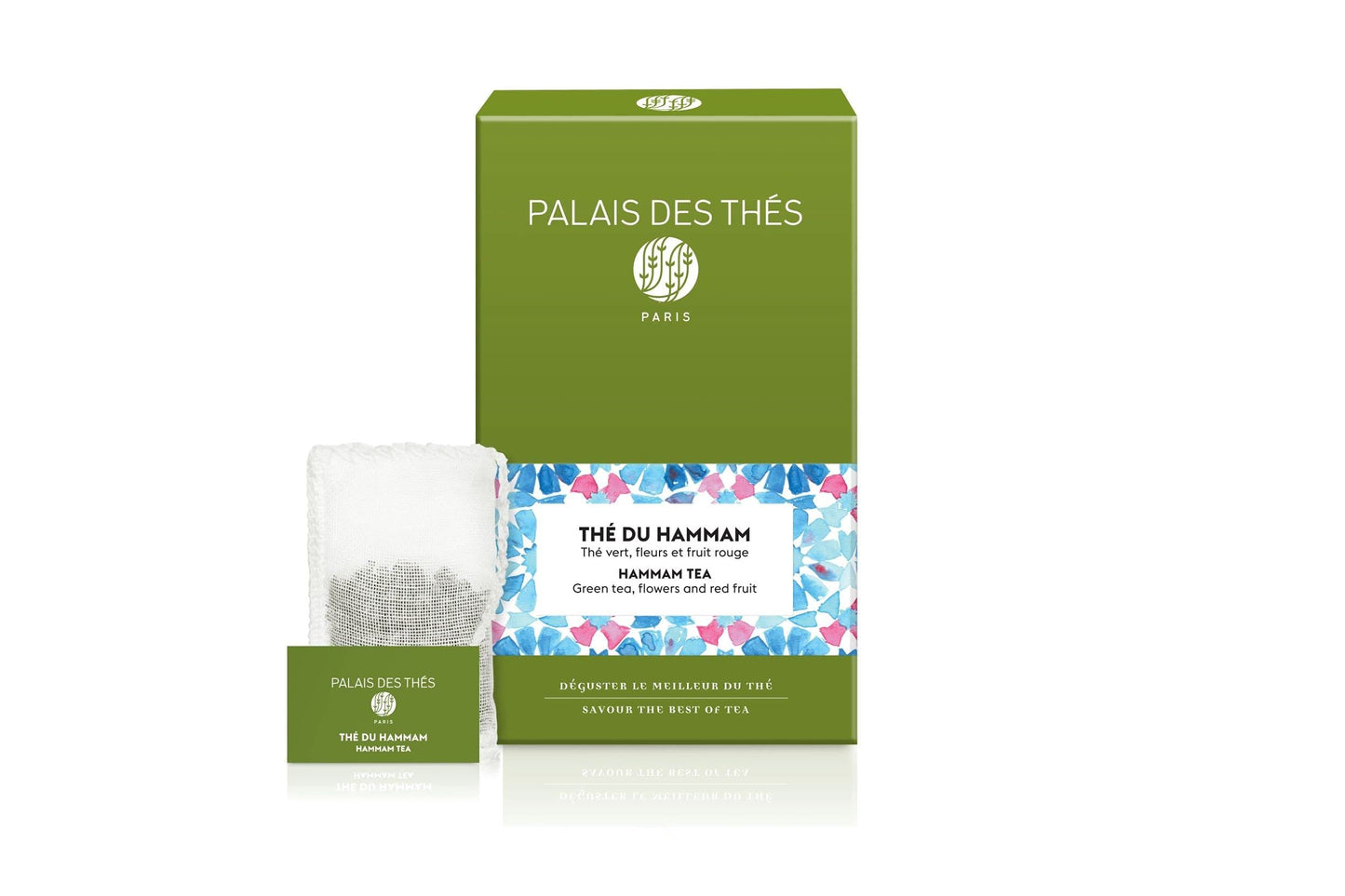 Palais Des Thés - Hammam Green Tea, Rose & Red Berries - Enhanced Tea Bags, Serves 20 Cups