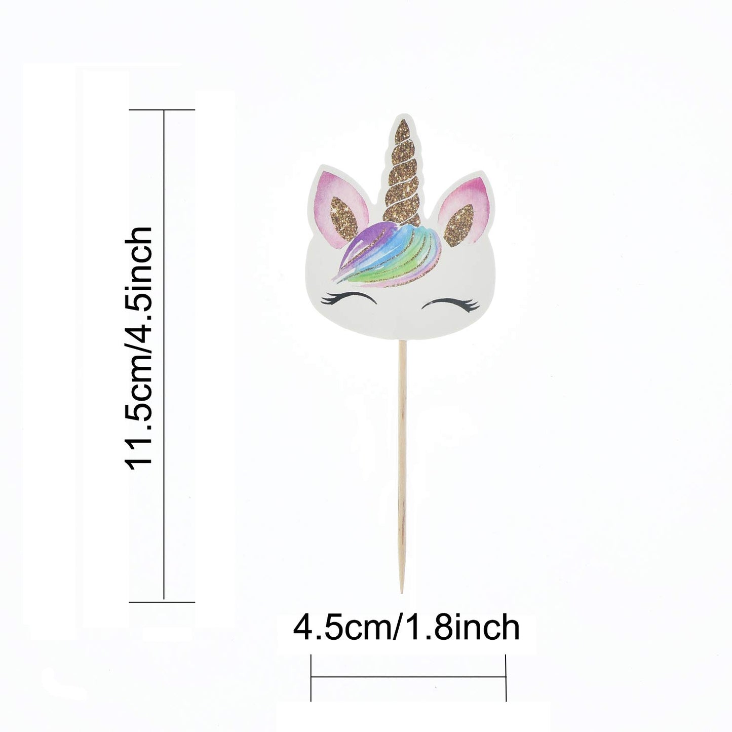 72 Pack Rainbow Unicorn Cupcake Toppers, Double Sided Unicorn Cupcake Toppers Glitter Pegasus For Cupcake Party , Wedding Decora
