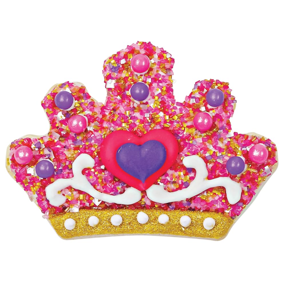 Princess Tiara Designer Cookie Kit - Decorate 8 Tiara-Shaped Sugar Cookies With Glittery Sugar, Icing & Edible Accessories - Nut