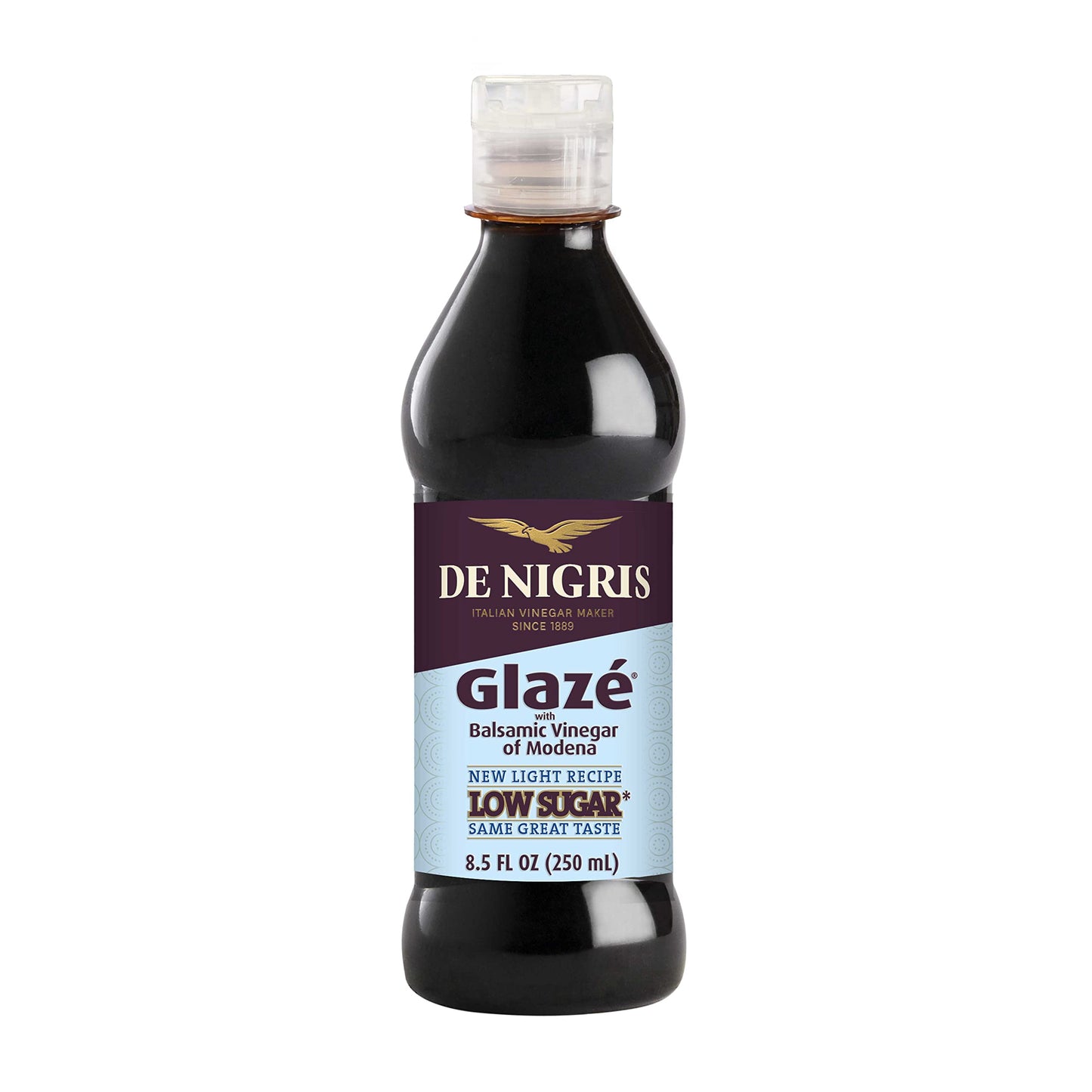 De Nigris Low Sugar Glaze With Balsamic Vinegar Of Modena 8 5 Oz (250ml) | Balsamic Glaze with Balsamic Vinegar From Modena Italy | Glaze Balsamic Vinegar