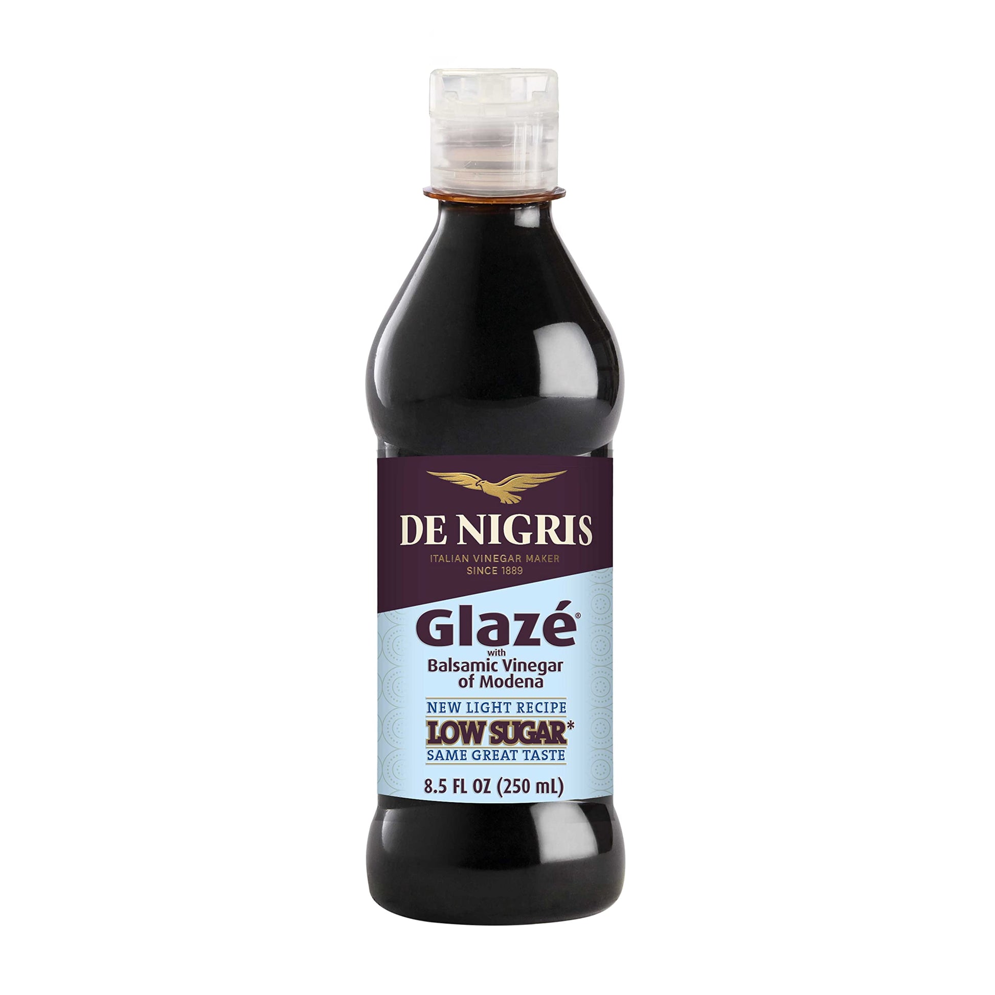 De Nigris Low Sugar Glaze With Balsamic Vinegar Of Modena 8 5 Oz (250ml) | Balsamic Glaze with Balsamic Vinegar From Modena Italy | Glaze Balsamic Vinegar