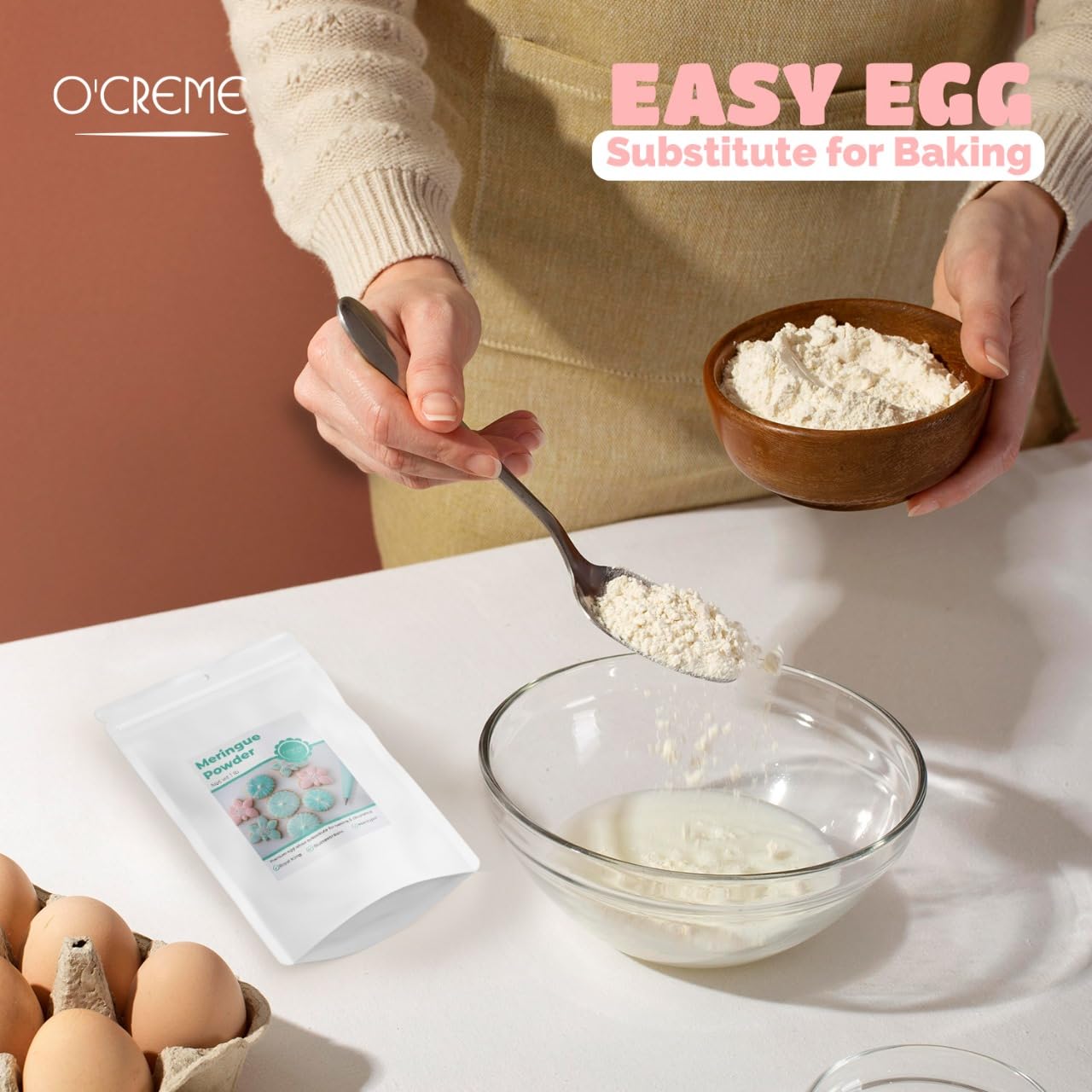 OCREME Meringue Powder for Cake Decorating – Egg White Substitute, 1LB Bag, Gluten-Free, Ideal for Royal Icing & Buttercream