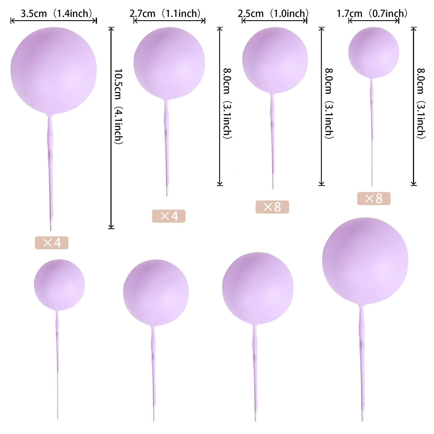 Rssta i Cake Toppers - 30 PCS Mini Balloon Foam Balls - Purple - Model XM402-Purple - Perfect for Baby Shower, Birthday, and Wedding Celebrations