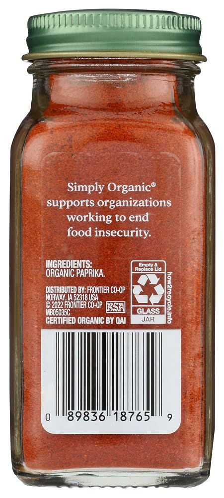 Simply Organic Ground Paprika, Certified Organic | 2.96 oz | Pack of 2 | Capsicum annuum