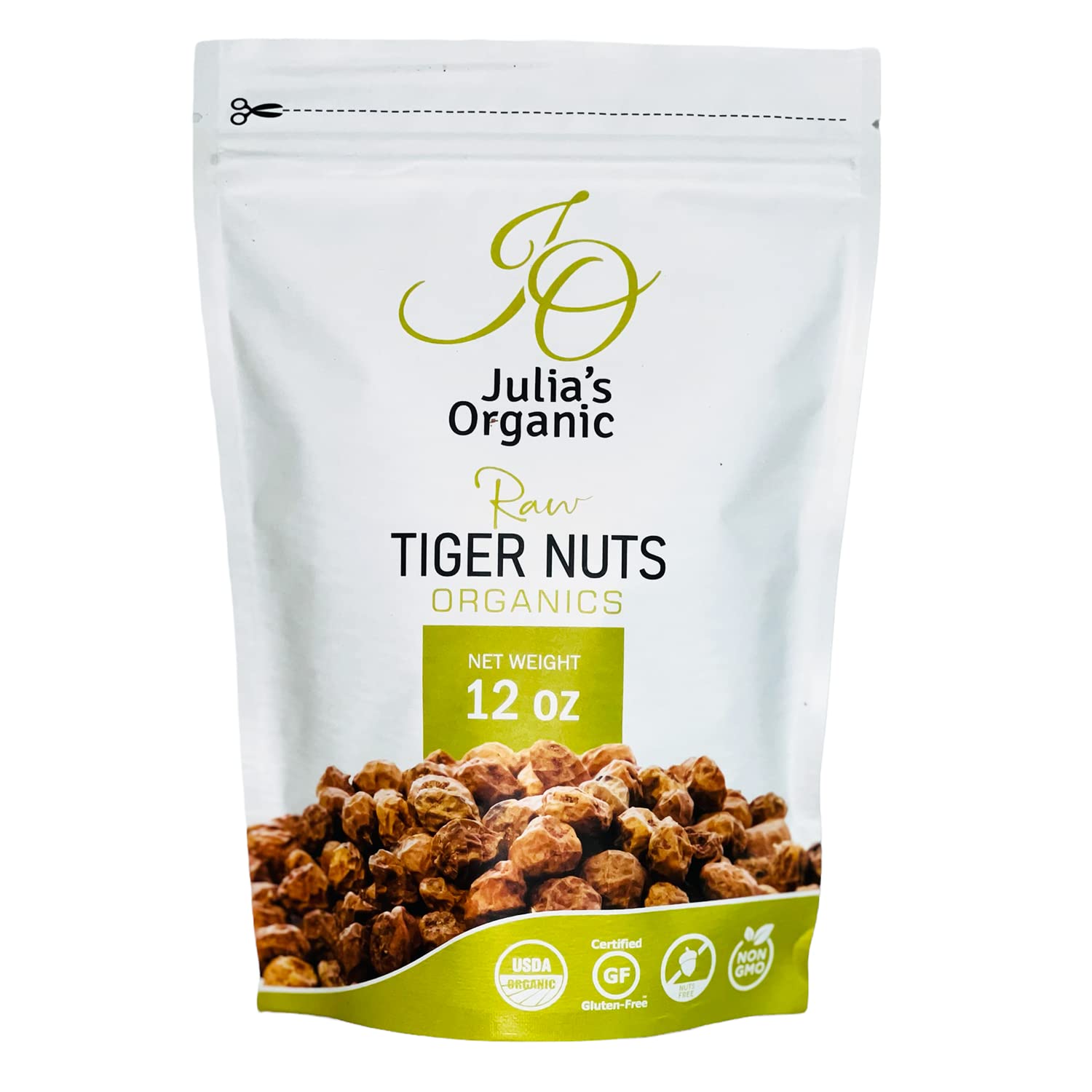 Julias Organic Tiger Nuts (5 Oz) (Raw Snacks) Premium Raw Tiger Nuts | Gluten Free Snack, Non-Gmo | Prebiotic Fiber | Paleo Frie
