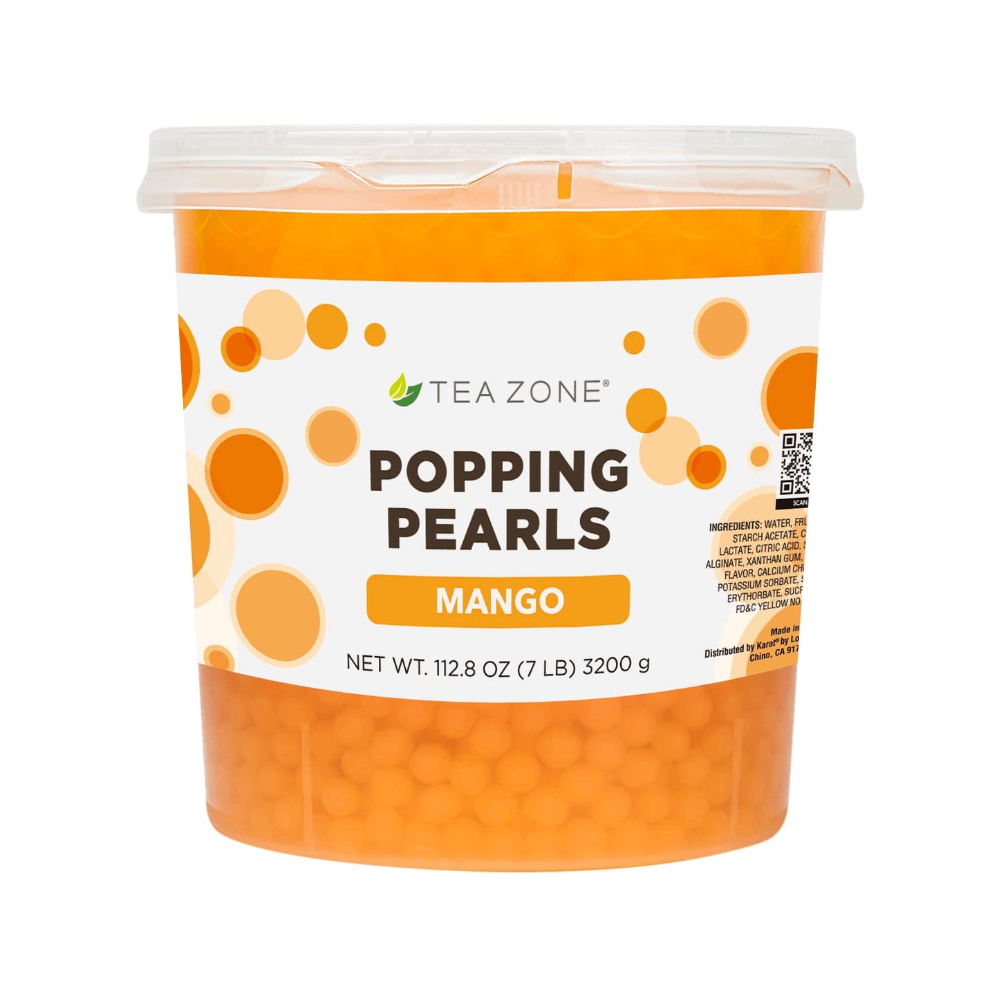 Tea Zone B2051 Mango Popping Pearls For Boba Tea Beverages, Sweets, Ice Cream Topping (7 Lbs)